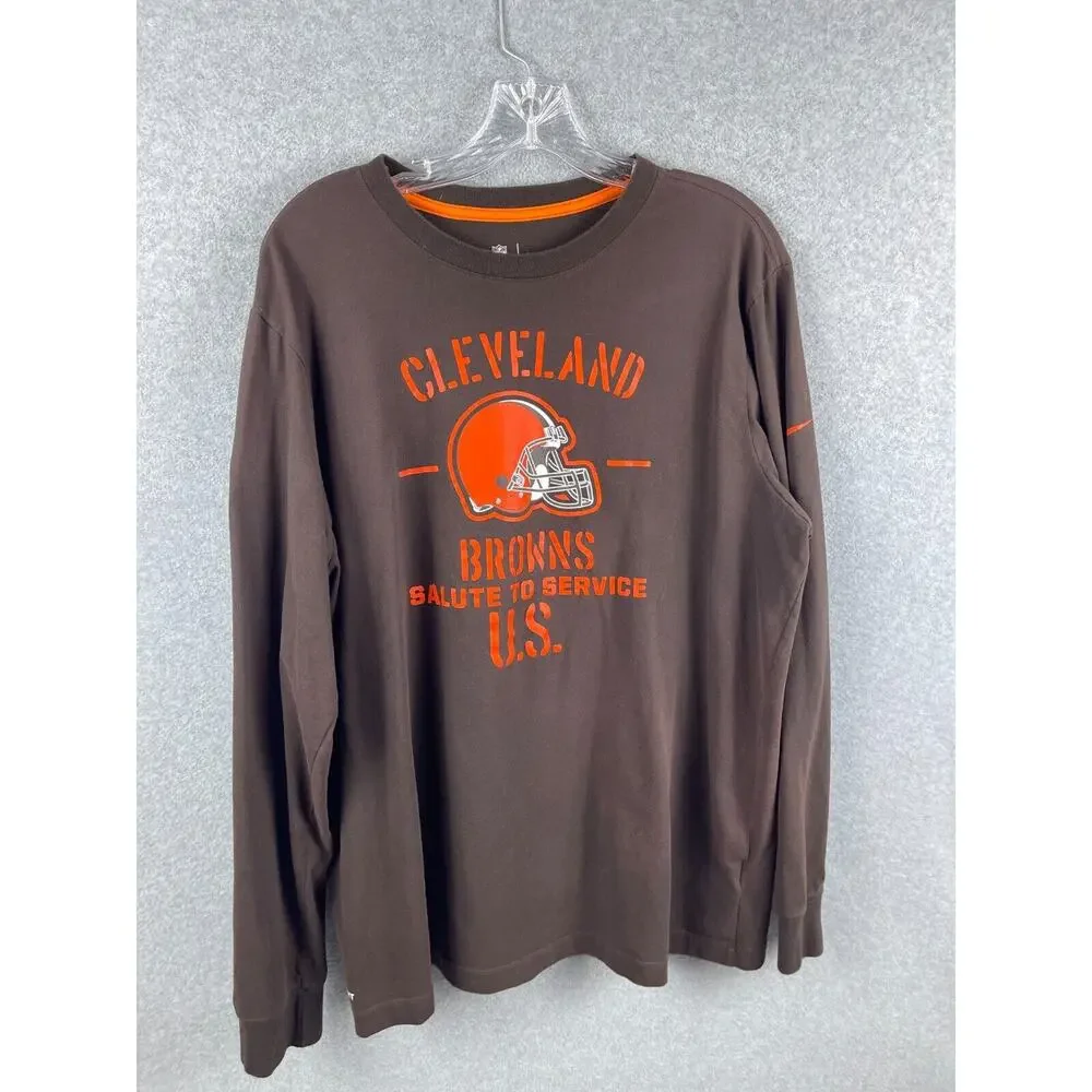 Nike Dri Fit Cleveland Browns Salute‎ to Service Shirt Size XL Brown Long Sleeve